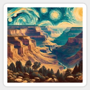 Grand Canyon National Park, USA, in the style of Vincent van Gogh's Starry Night Sticker
